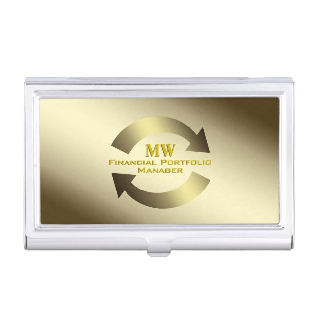 Financial Portfolio Manager, Gold theme logo Business Card Case (Front)