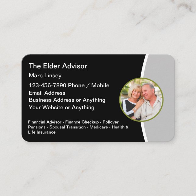 Financial Senior Advisor Retirement Business Cards (Front)