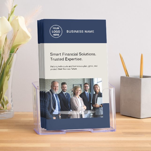 Financial Services Navy Blue Business Tri-Fold Brochure (Insitu)