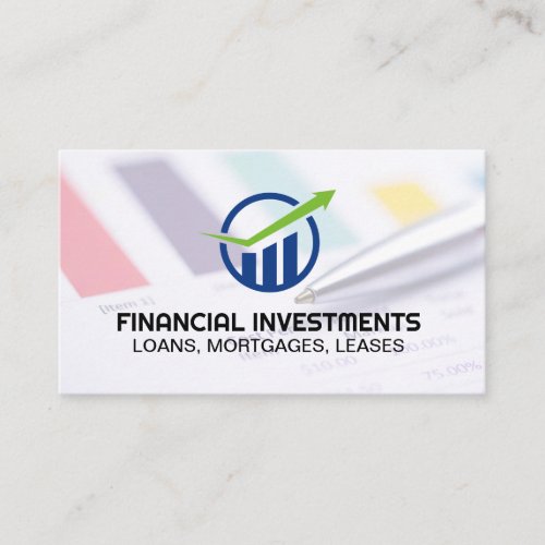 Financial Sheet  Bar Graph Logo Business Card