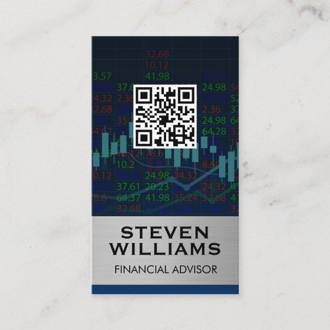 Financial Stock Chart | QR Label Scan  Business Card (Front)