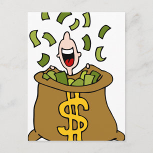 Financial Windfall Cartoon Postcard