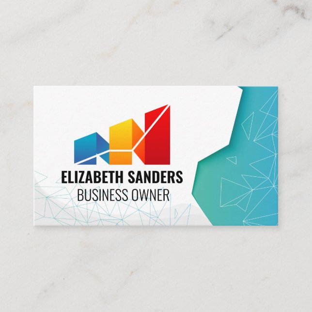 Financials Graph Logo | Geometric Patterns Business Card (Front)