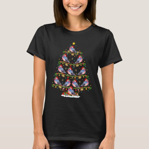 Finch Bird   Lights Xmas Santa Finch Christmas Tre T_Shirt