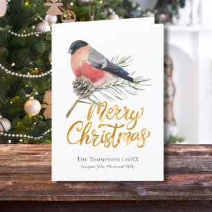 Finch Bird Personalized Christmas Holiday Card