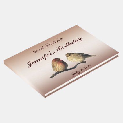Finch Birds Birthday Party Guest Book