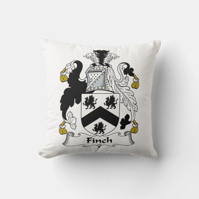 Finch Family Crest Throw Pillow (Front)