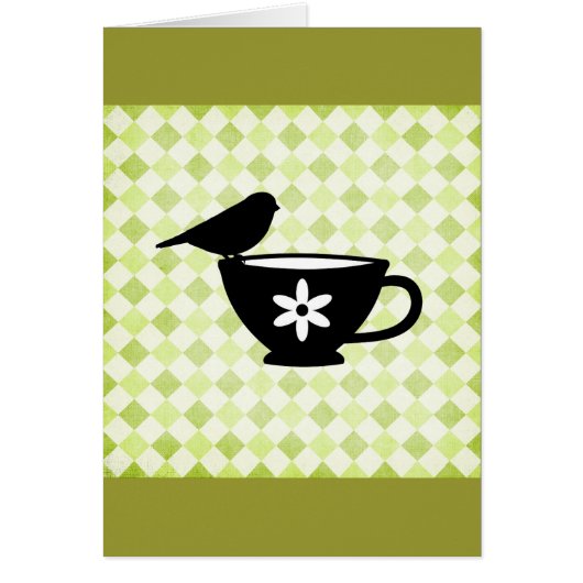 Finch on Teacup Silhouette Cards (Front)