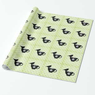 Finch on Teacup Silhouette Wrapping Paper