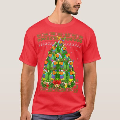 Finches Bird Lover Xmas Lights Ugly Finches Christ T_Shirt