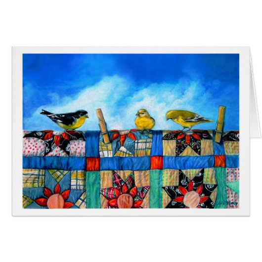 Finches 'n Fabric Cards (Front Horizontal)