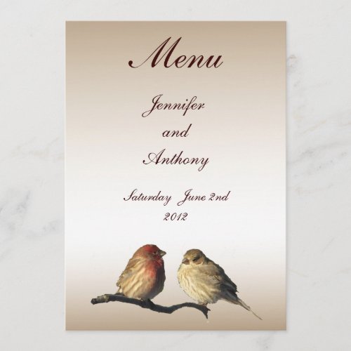 Finches Wedding Menu