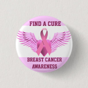 Find A Cure,Breast Cancer Awareness_ Pinback Button