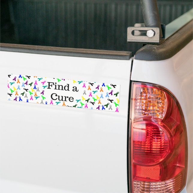 Find A Cure Cancer Ribbon Bumper Sticker (On Truck)