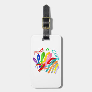 Find A Cure Colorful Cancer Ribbons Luggage Tag