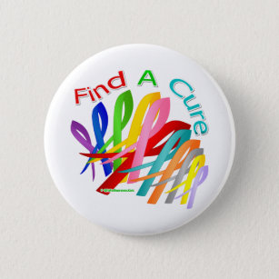 Find A Cure Colorful Cancer Ribbons Pinback Button