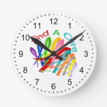 Find A Cure Colorful Cancer Ribbons Round Clock