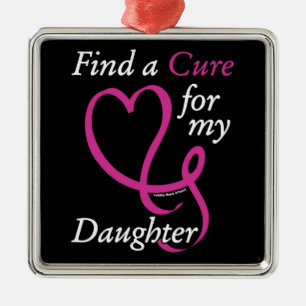Find a Cure/Heart/Daughter...Breast Cancer Metal Ornament