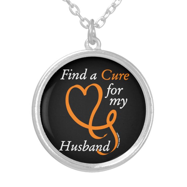 Find a Cure/Heart/Husband...RSD/CRPS Silver Plated Necklace (Front)