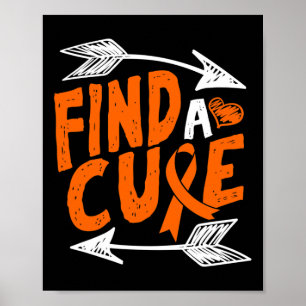 Find A Cure Heart Leukemia Cancer Awareness Ribbon Poster
