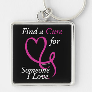 Find a Cure/Heart/Someone I Love...Breast Cancer Keychain