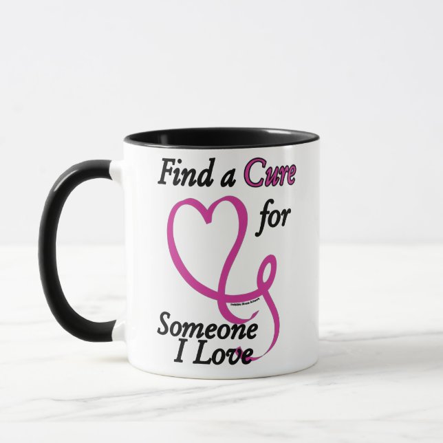 Find a Cure/Heart/Someone I Love...Breast Cancer Mug (Left)