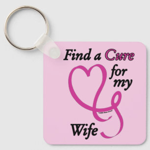 Find a Cure/Heart/Wife...Breast Cancer Keychain
