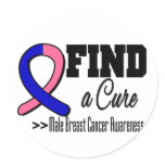 Find a Cure Male Breast Cancer Awareness Classic Round Sticker