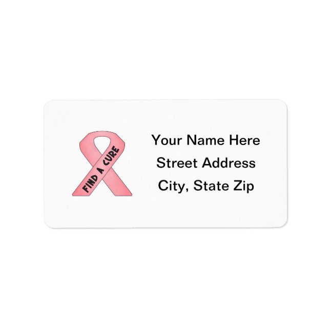Find A Cure (pink ribbon) Label (Front)