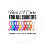 Find a Cure Ribbons For All Cancers Classic Round Sticker