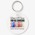 Find a Cure Ribbons For All Cancers Keychain