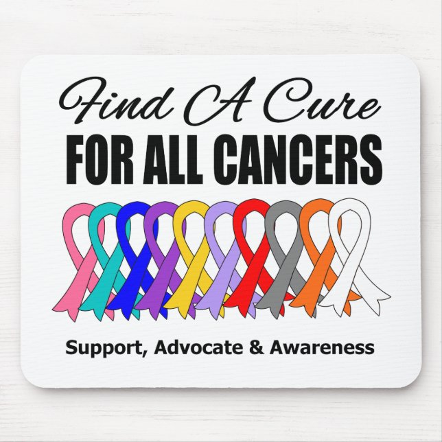 Find a Cure Ribbons For All Cancers Mouse Pad (Front)