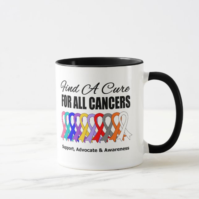 Find a Cure Ribbons For All Cancers Mug (Right)
