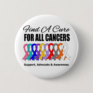 Find a Cure Ribbons For All Cancers Pinback Button