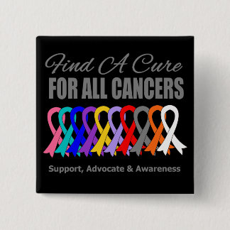 Find a Cure Ribbons For All Cancers Pinback Button