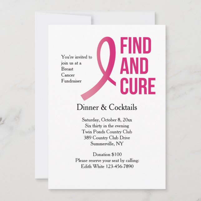 Find and Cure Breast Cancer Fundraiser Invitation (Front)
