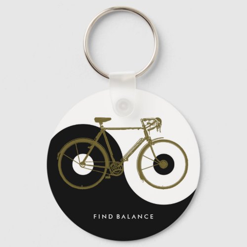 FIND BALANCE  yin yang bicycle Keychain
