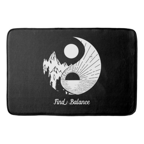 Find Balance Zen Yin Yang Black White Bath Mat