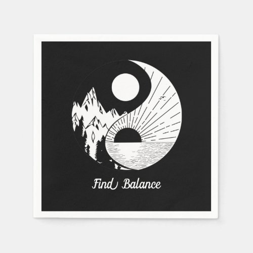 Find Balance Zen Yin Yang Black White Napkins