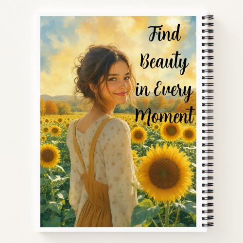 Find Beauty in Every Moment – Sunflower Field Insp Notebook