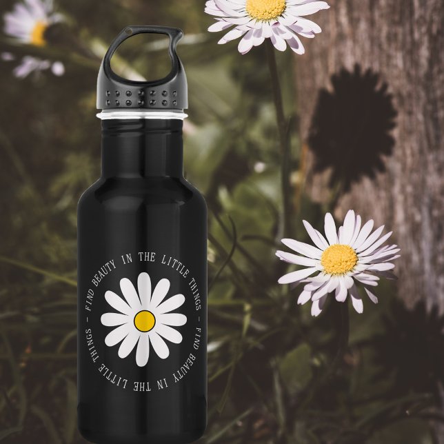 Find Beauty in the Little Things Daisy Wildflower Stainless Steel Water Bottle (Creator Uploaded)