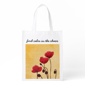 Find Calm Poppies Grocery Bag