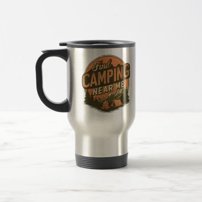 Find Camping Near Me – Adventure Travel Mug (Left)
