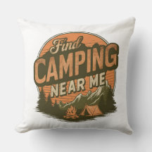 Find Camping Near Me – Retro Camping Throw Pillow