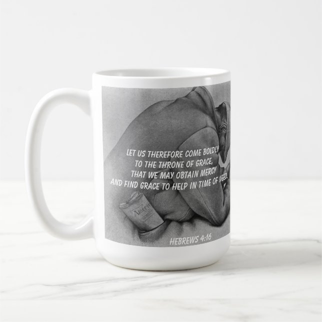 Find grace to help in time of need coffee mug (Left)