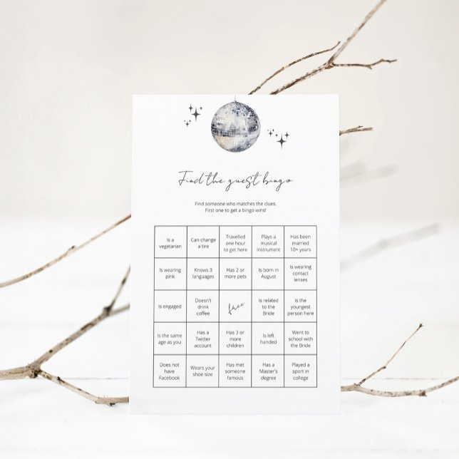 Find Guest Bingo Disco Ball Bridal Shower Game (Creator Uploaded)