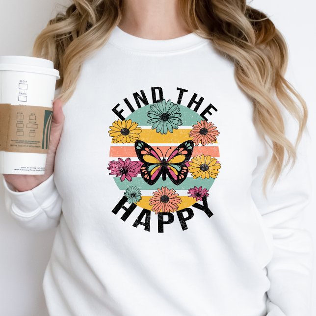 Find Happy Graphic Sweatshirt for Women Vintage (Creator Uploaded)