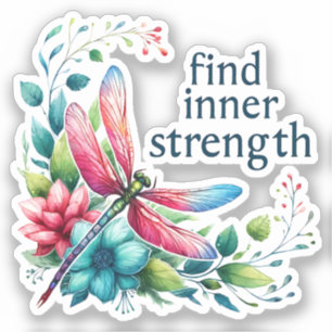 Find Inner Strength - Artistic Dragonfly Sticker