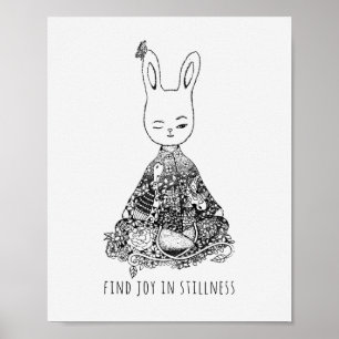 Find Joy in Stillness Bunny Rabbit Yoga Meditation Poster
