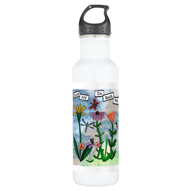 Find Joy in the Day  Stainless Steel Water Bottle (Front)